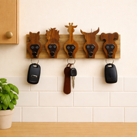Kajva Handcrafted Teak Wood Animal Key Holder